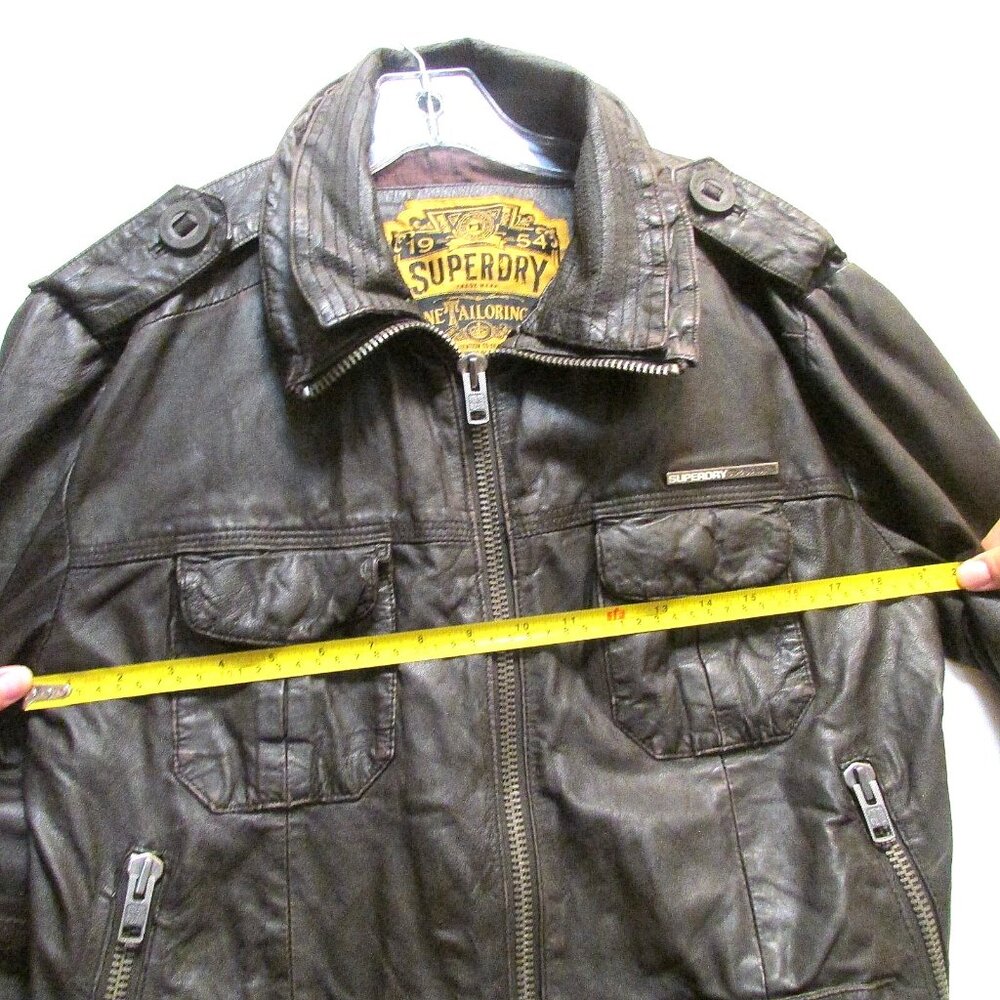 Superdry Dark Brown Leather Jacket - Picture 15 of 16